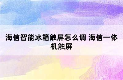 海信智能冰箱触屏怎么调 海信一体机触屏